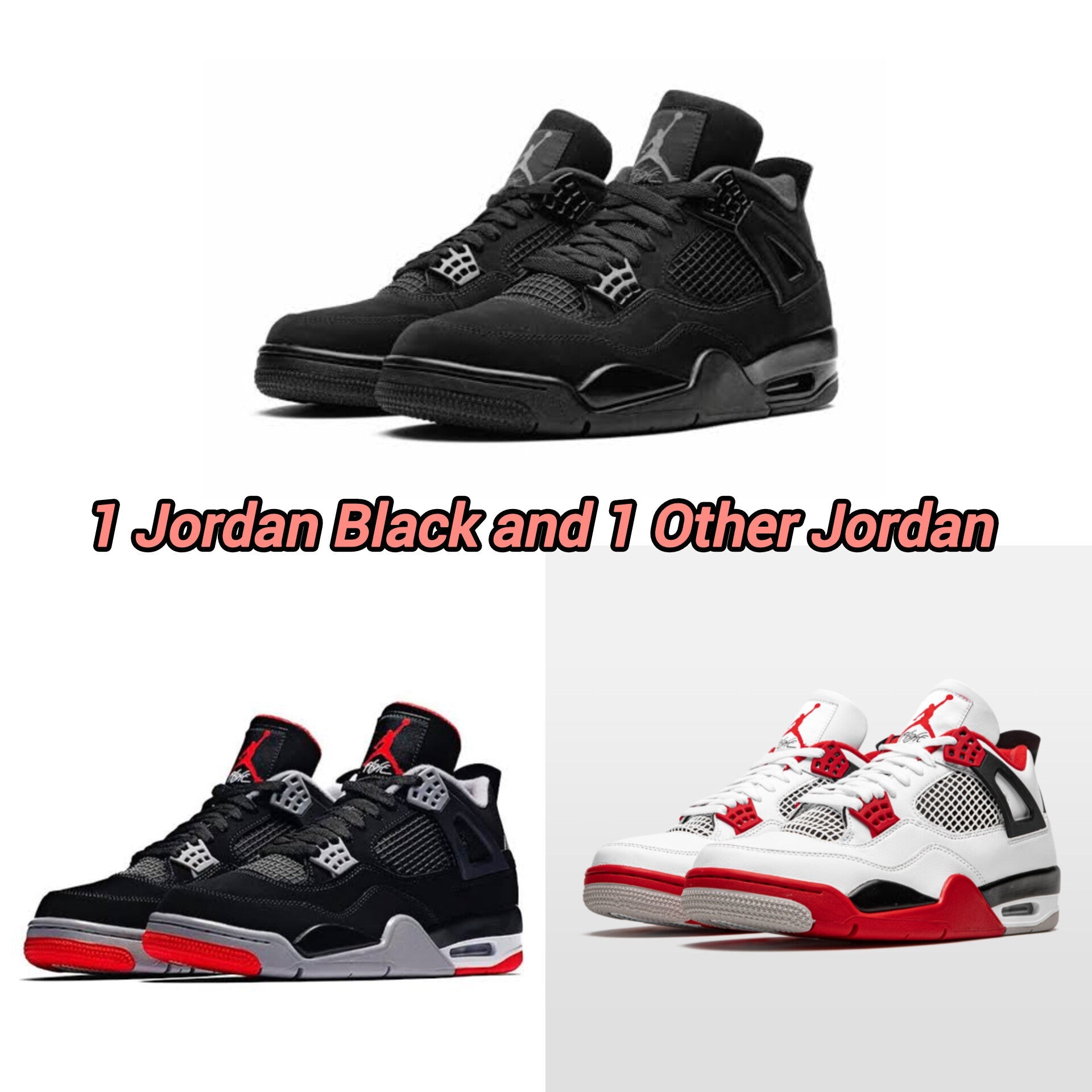 Jordan Black + Jordan Grey Black/White Red