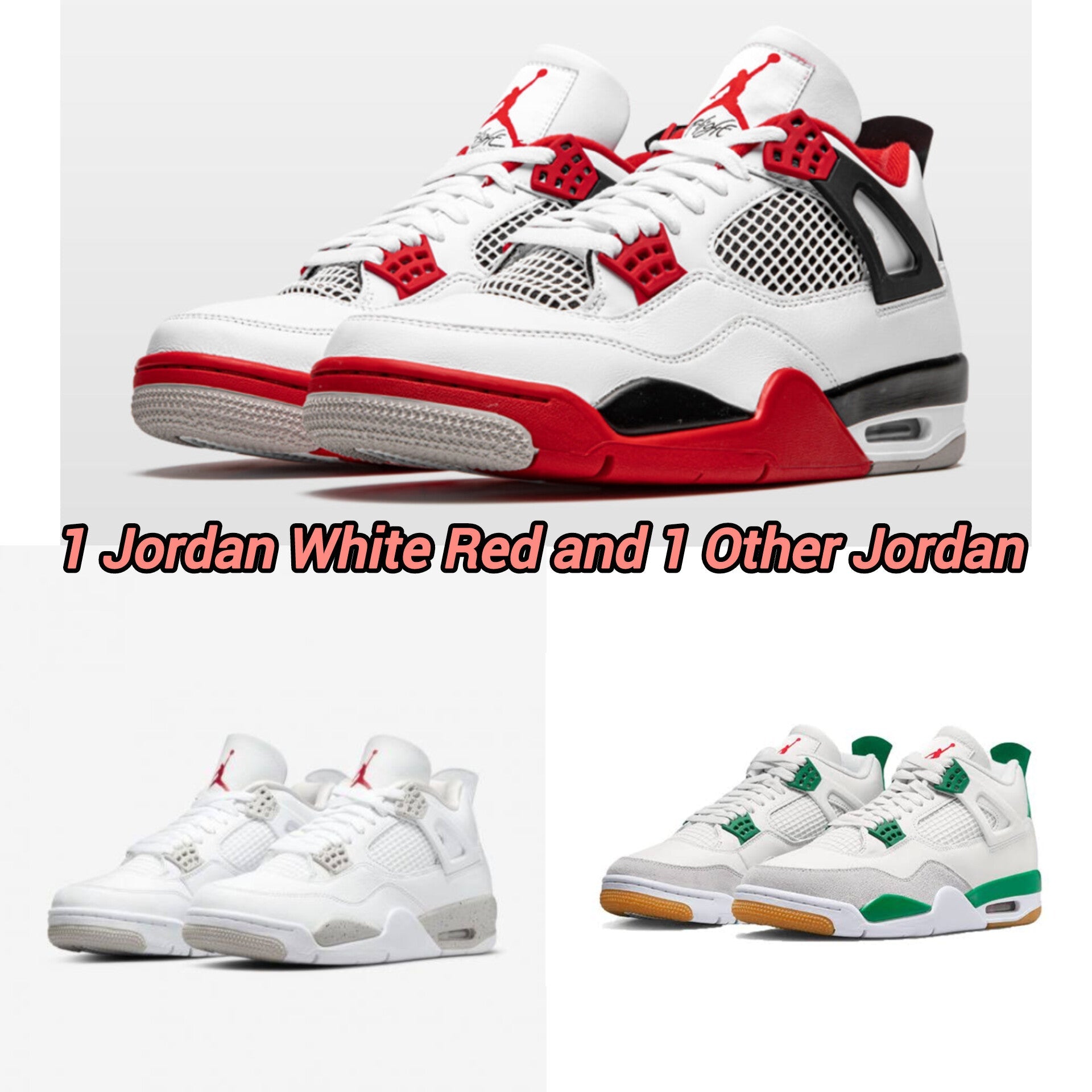 Jordan White Red + Jordan Green/White