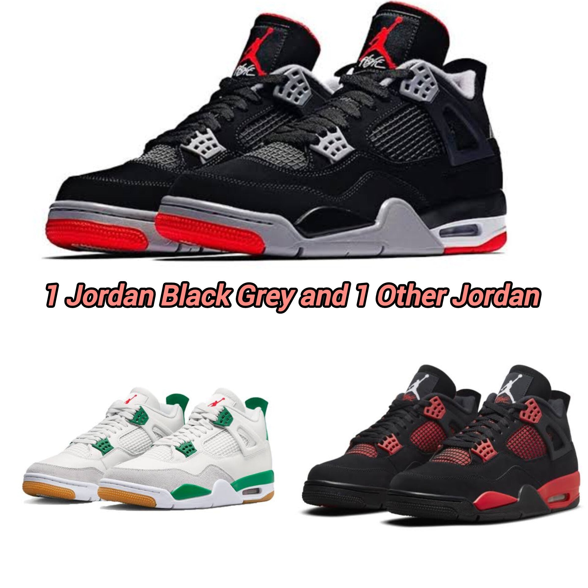 Jordan Black Grey + Jordan Green/Red
