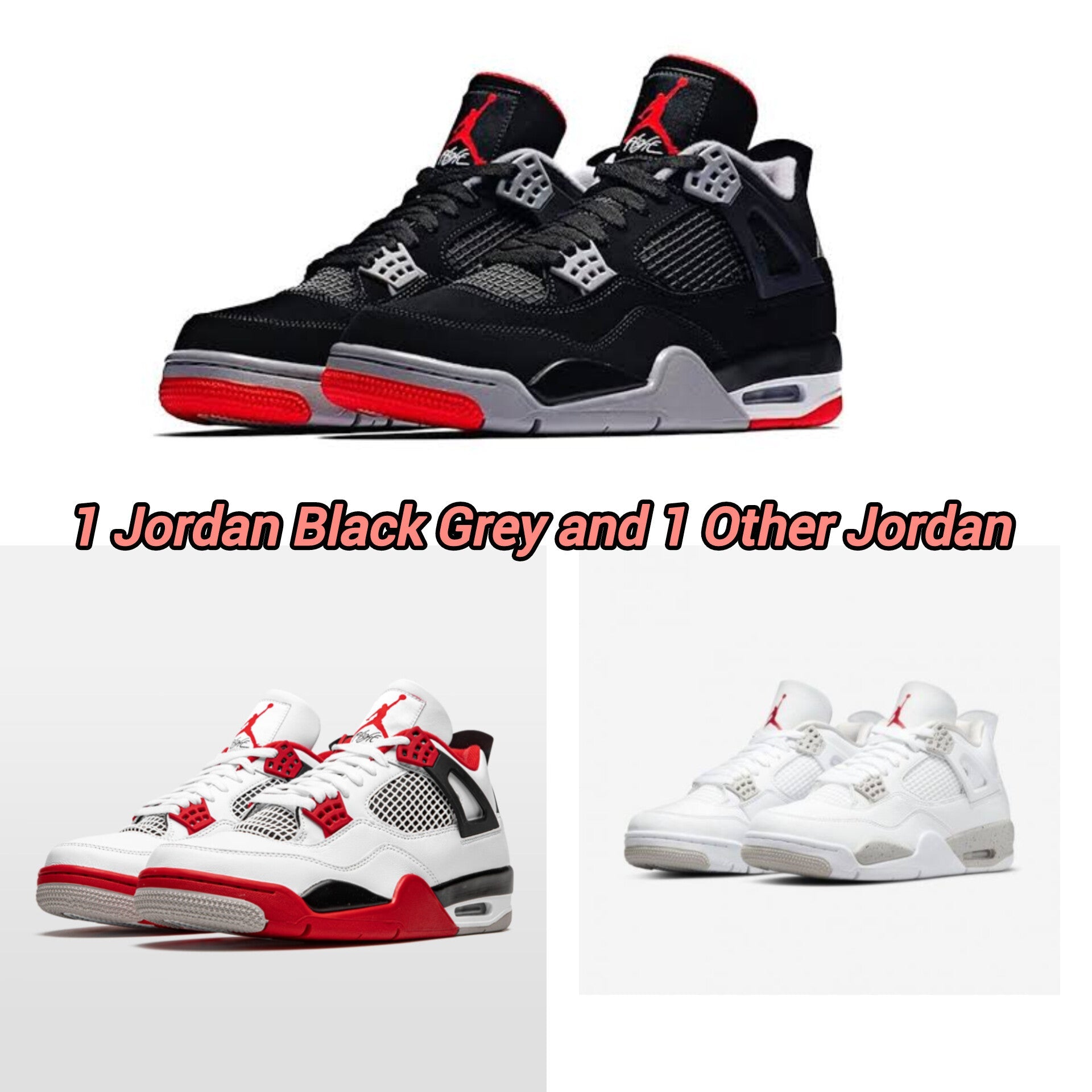 Jordan Black Grey + Jordan Red White/Jordan White