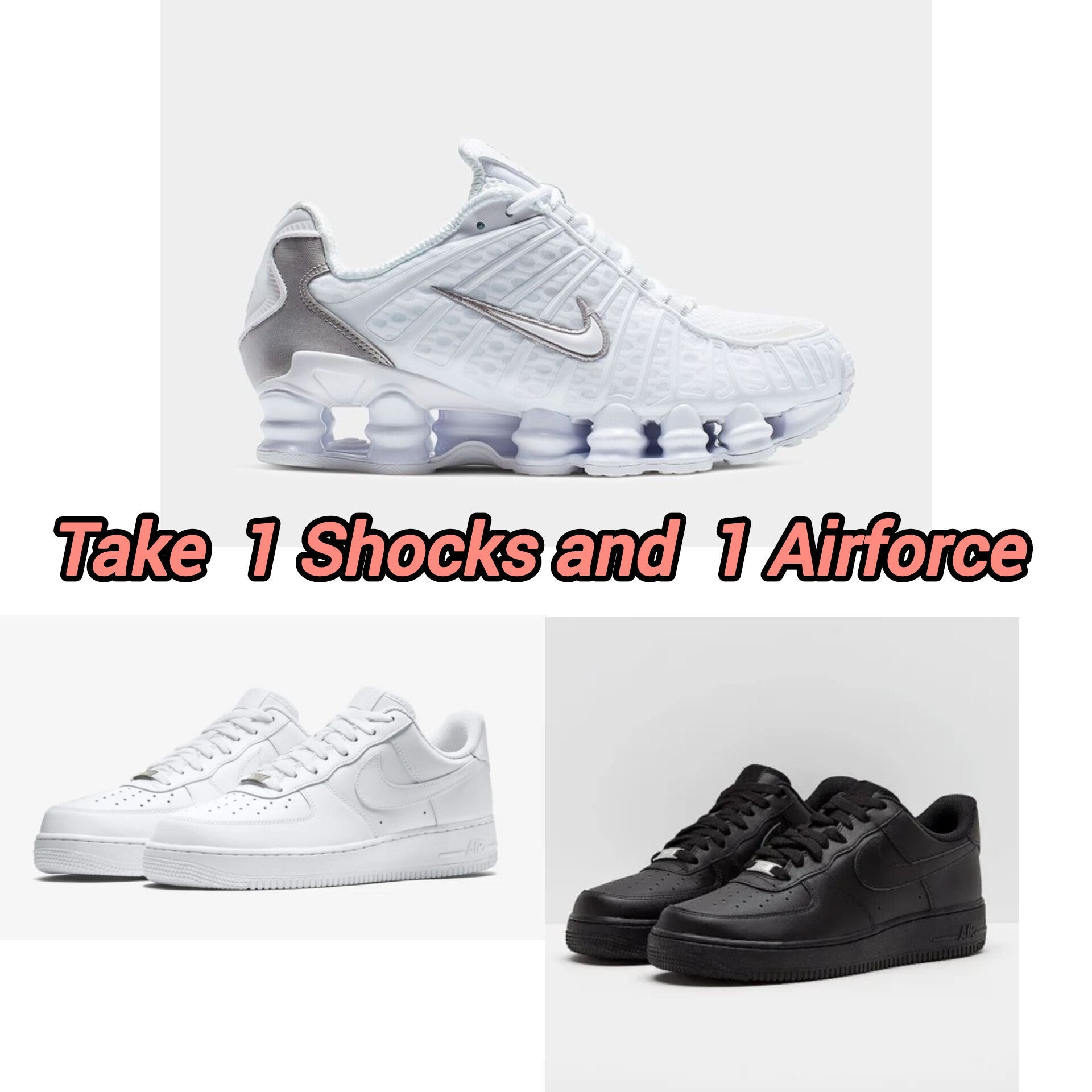 Nike Shocks White + Airforce